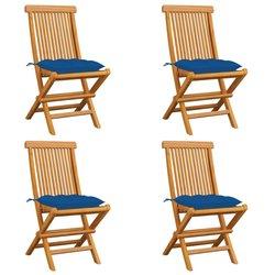 Conjunto 4 Silla de exterior VIDAXL Azul Teca (47x60x89 cm)