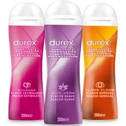 Durex - Lubricantes Lote 3x Guaraná + Aloe Vera + Ylang Ylang 200 ml, Masaje Corporal Erótico, Respetuoso con la Piel, Íntimo