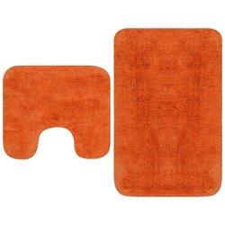 2 PCs conjuntos de alfombra de baño de tela naranja