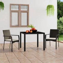 Sillas de jardín con almohadas 2 PC en Polyrattan negro