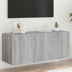 Mueble de TV de pared con LED Sonoma gris 100x35x41 cm