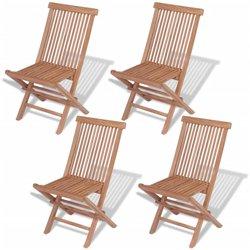 Conjunto 4 Silla Jardin VIDAXL Marrón Teca