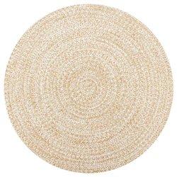 Alfombra Craft Blanco y Yute Natural 90 cm