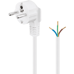 CABLEPELADO Cable alimentación CEE7 | Enchufe Schuko a bornes | Sección 1 mm² | H05VV-F | Apto para enchufes, regletas, Fuentes de alimentación, portalámparas | Blanco | 3 Metros