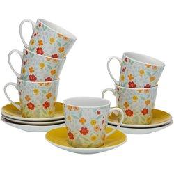 Juego de Tazas de Café VERSA Flandes (Porcelana - Flores - 6 Unidades)