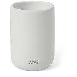 TATAY Soft - Vaso Porta Cepillos de Baño en Cerámica con Tacto Suave. Blanco