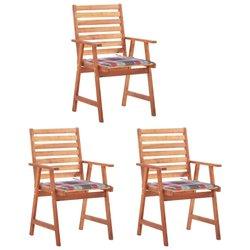 Sillas de comedor al aire libre con almohadas 3 Pcs Acacia sólido