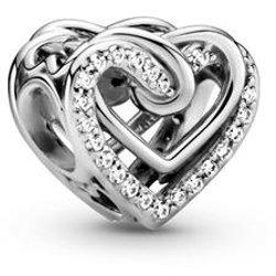 Charm plata Corazones Brillantes Entrelazados 799270C01