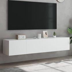 Mueble TV de pared con luces LED 2 piezas blanco 80x35x31 cm