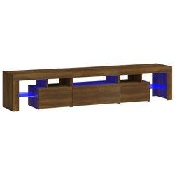 vidaXL Mueble De Tv Con Luces Led Marrón Roble 200x36.5x40 Cm