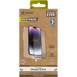 Carcasa + Protector de Pantalla para iPhone 15 Pro MUVIT FOR CHANG Transparente