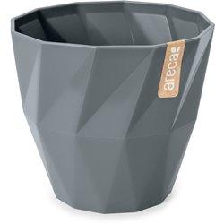 ARECA Quartz - Maceta Redonda Decorativa 19 cm con Textura Gris