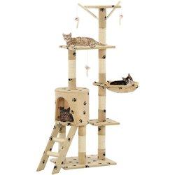 Árbol para Gatos y Rascadores Sisal 138 cm Patas Beige Impreso