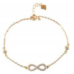 Pulsera Dalal Infinito Dorada en Plata de Ley 925 con Circonias 17.3 Cm