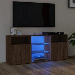 Mueble TV con luces LED de Roble Marrón 120x30x50cm