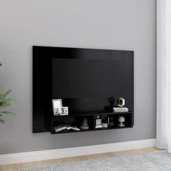 Mueble TV de pared negro 120x23,5x90 cm madera multicapa