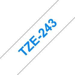 Cinta laminada Compatible Brother Tze243 Texto Azul / Fondo Blanco 18Mm X 8M