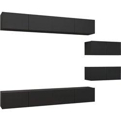 Muebles DE LA PUERTA DE TV Set 6 piezas de madera negra multicapa