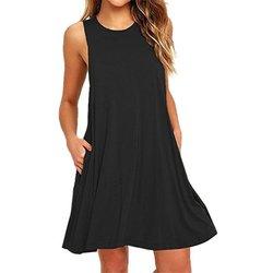 Vestido informal de verano para mujer, camiseta, vestido playero plisado liso