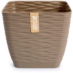 ARECA Wind - Maceta Decorativa Cuadrada 19 cm con Plato Integrado Taupe