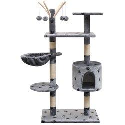 Árbol para Rascarse Gatos Sisal 125 cm Patas Impresas Gris