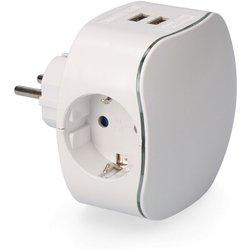 Enchufe Pared con 2 Puertos USB EDM Schuko Triple 2100 mAh Termoplástico