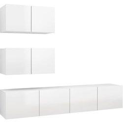 Muebles de puerta de TV Set 4 piezas blanco pulido de madera multicapa