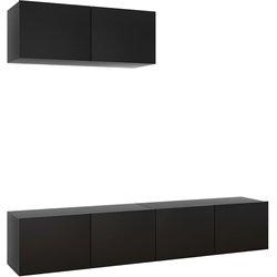 vidaXL Mueble de TV 3 piezas de aglomerado negro