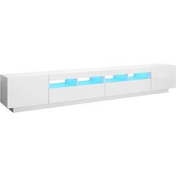 Soporte de TV con luces LED blanco pulido 260x35x40 cm