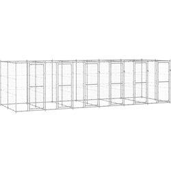 vidaXL Perrera De Exterior De Acero Galvanizado 14.52 M²