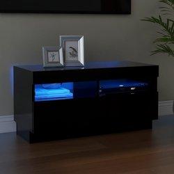 Soporte de TV con luces LED negro 80x35x40 cm