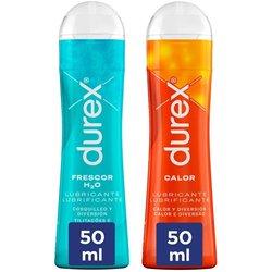 Durex - Pack Lovers Connect: Lubricante Frescor H2O+ Lubricante Calor, 2x 50 ml, Sensualidad Máxima,