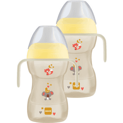 MAM Pack de 2 Vasos Fun to Drink Didáctico, 270 ml, 8+ meses, Autoesterilizable, 2 Unidades, Color Neutro