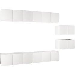 vidaXL Mueble de TV 8 piezas de madera contrachapada blanco