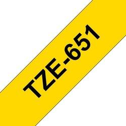 Cinta Laminada Compatible Brother Tze-651 - 24 Mm X 8 Metros Negro/Amarillo