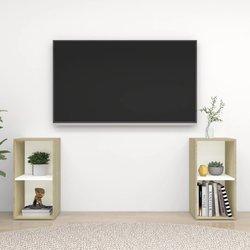 vidaXL Muebles para TV 2 uds aglomerado blanco y Sonoma 107x35x37cm