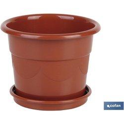 Maceta COFAN Dalia Marron con Plato U (28.5 x 22.5 cm)