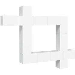 vidaXL SET DE MUEBLES PARA TV 9 PIEZAS MADERA CONTRACHAPADA BLANCO