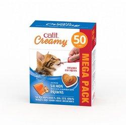 Snack liquido para gato Catit creamy salmón y gambas 50x10g