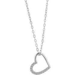 Collar Corazón en Plata de Ley 925 Bañado en Rodio 42.5 Cm