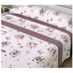 Juego De Sábanas Invierno Coralina Bulldog Rosa/granate (cama 90)