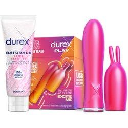 Durex Conejito Vibrador 2 en 1 VIBE & TEASE + Lubricante Naturals Extra Sensitivo 100ml, Punta Estimuladora, Juguete Sexual para Mujer, Hombre y Pareja