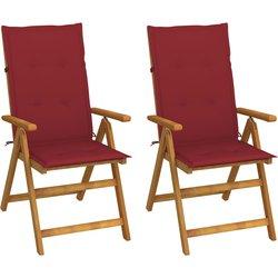 Conjunto 2 Silla de jardín VIDAXL Rojo Madera (57x69x111 cm)