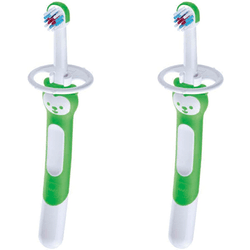 MAM Pack de 2 Cepillos de Dientes Training Brush,  Bebe 5 + Meses, 2 Unidades, Color Neutro