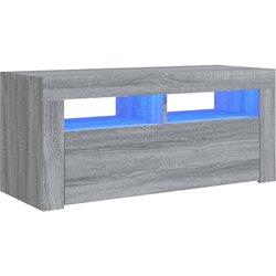 Mueble de TV con luces LED gris Sonoma 90x35x40 cm vidaXL