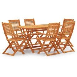 vidaXL Set de comedor de jardín plegable 7 pzas madera eucalipto