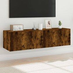 Mueble TV de pared con luces LED 2 piezas Smoke Oak 60x35x31 cm