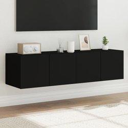 Muebles de pared de TV con luces LED 2 piezas Negro 60x35x31 cm