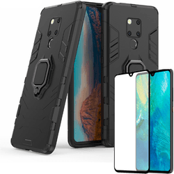 Kit Carcasa y Protector Cristal 5D Huawei Mate 20 Military Defender Negro