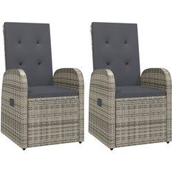 Conjunto 2 Sillón VIDAXL Gris Poli Ratán